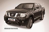 Кенгурятник d76 низкий черный Slitkoff для Slitkoff для Nissan Navara (2004-2015)