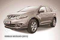 Защита переднего бампера d57 черная Slitkoff для Nissan Murano (2010-2015)