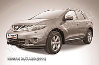 Защита переднего бампера d57 волна черная Slitkoff для Nissan Murano (2010-2015)