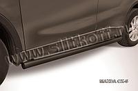 Защита порогов d76 труба черная Slitkoff для Mazda CX-5 (2011-2017)