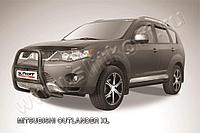 Кенгурятник d57 высокий черный Slitkoff для Slitkoff для Mitsubishi Outlander XL (2006-2010)