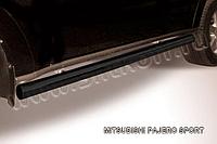 Защита порогов d76 труба черная Slitkoff для Mitsubishi Pajero Sport (2004-2008)