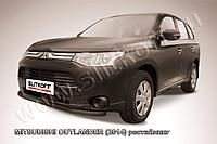 Защита переднего бампера d57 черная Slitkoff для Mitsubishi Outlander (2014-2015)