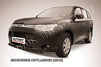 Защита переднего бампера d57 короткая черная Slitkoff для Mitsubishi Outlander (2012-2015)