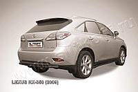 Защита заднего бампера d57+d57 двойная черная Slitkoff для Lexus RX-350 (2008-2012)