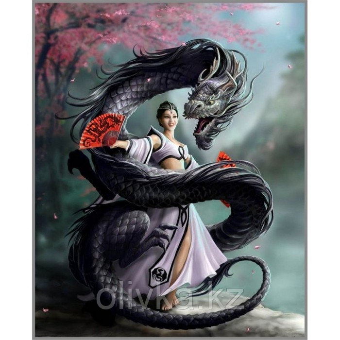 Алмазная мозаика «Девушка с драконом», 51 цвет - фото 1 - id-p110915769