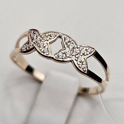 Золотое кольцо фианит к/з 1,27 г.  585 проба, 17,5 размер