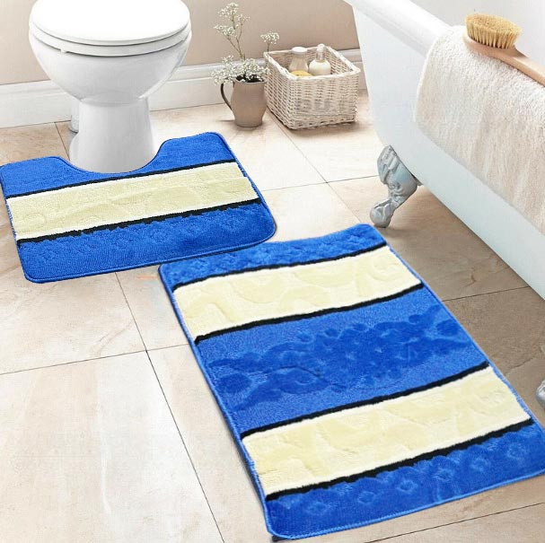 Коврик для ванной двойка 80х50 см и 50х40 см синий