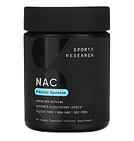 Sports research NAC N-ацетилцистеин, 600мг, 90 растительных капсул
