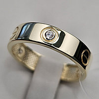 Золотое кольцо фианит ж/з 4,08 г. 585 проба, 18 размер