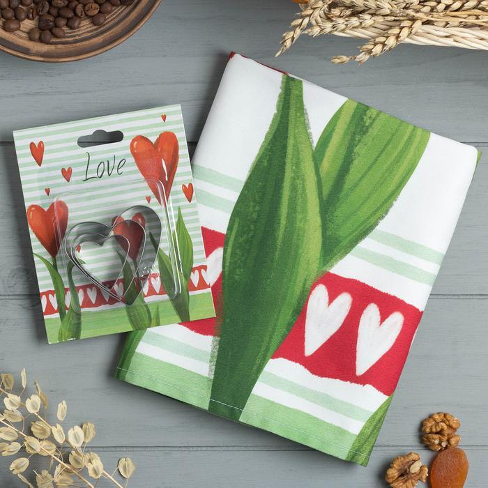 Набор "Kitchen star"/"Love" полотенце 40х73см, саржа 190гр/м2, формочки для печенья