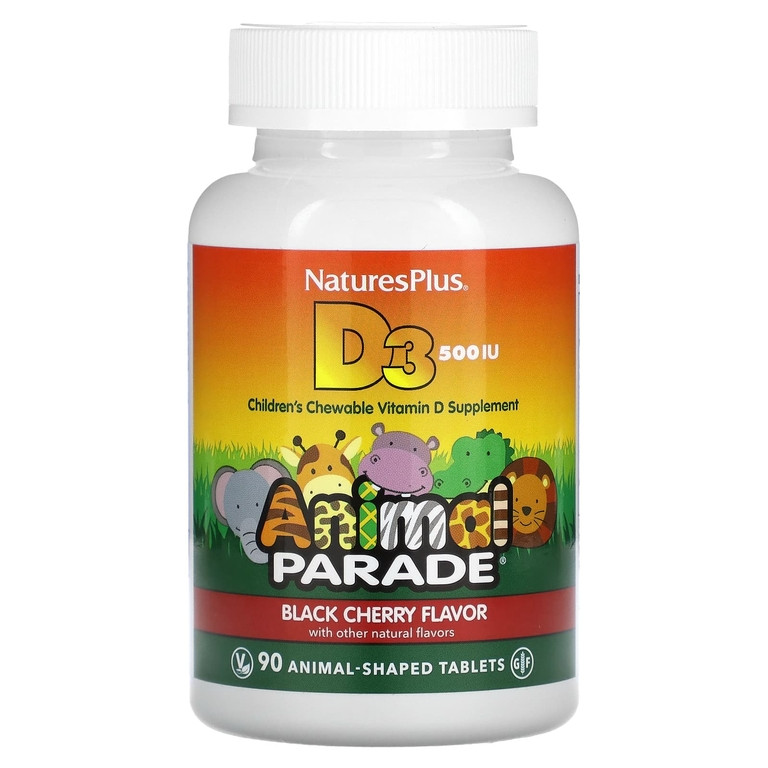 Витамин D3 NaturesPlus, Source of Life, Animal Parade, со вкусом натуральной черешни, 500 МЕ