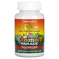 Витамин D3 NaturesPlus, Source of Life, Animal Parade, со вкусом натуральной черешни, 500 МЕ