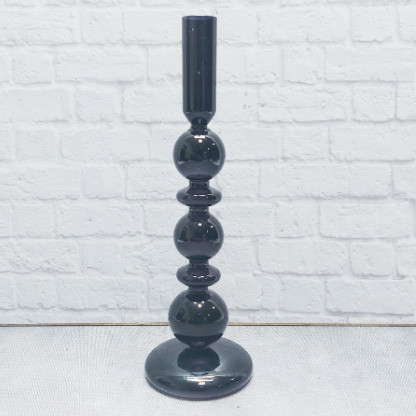 Подсвечник на одну свечу 27,5 см черное стекло