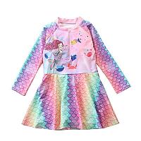 Купальный костюм для девочки Русалочка и крабики, розовый на 4-5 и 5-6 лет