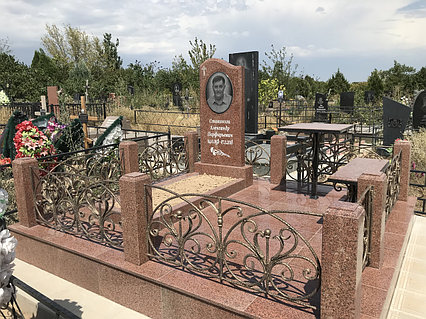 Оградки, памятники из гранита на кладбище, фото 1