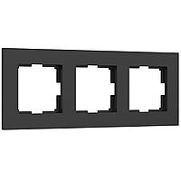 Рамка на 3 поста Slab (черный матовый) /W0032908