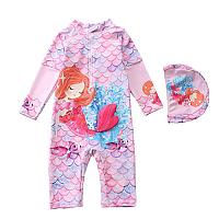 Купальный костюм для девочки Русалка и две рыбки, розовый на 6-7, 7-8, 8-9 лет