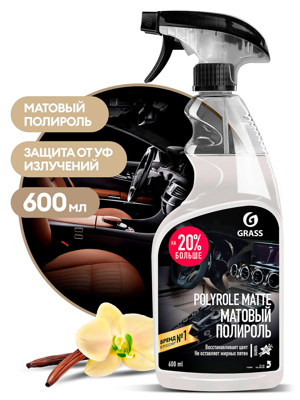 GRASS Полироль-очиститель пластика матовый "Polyrole Matte"с ароматом ванили /110395 - фото 1 - id-p112880563