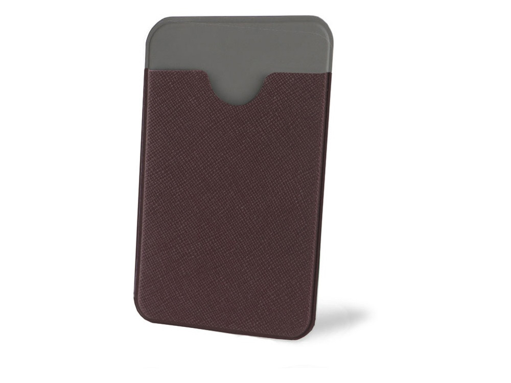 Чехол-картхолдер Favor на клеевой основе на телефон для пластиковых карт и и карт доступа, коричневый - фото 1 - id-p109989598