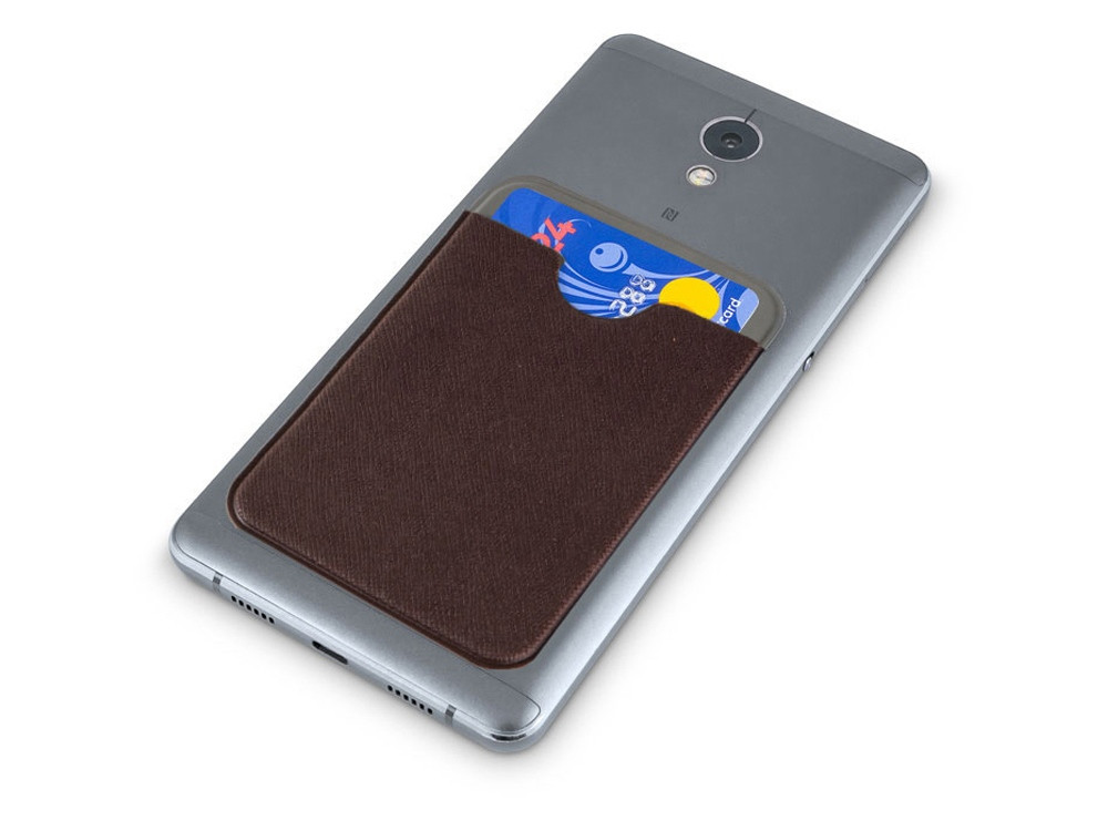 Чехол-картхолдер Favor на клеевой основе на телефон для пластиковых карт и и карт доступа, коричневый - фото 4 - id-p109989598