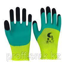 Перчатки строительные №300 зеленые с черными пальцами - фото 1 - id-p112895125