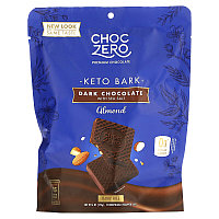 ChocZero, Keto Bark, Тёмный шоколад с морской солью, Миндаль, без сахара, 15 мини-плиток по 11 г (170 г)