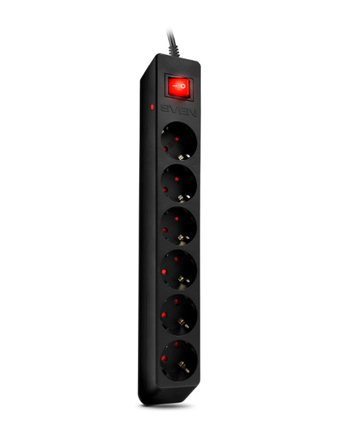 Сетевой фильтр SVEN Surge Protector Optima 1 8 m (6 sockets) black  color box SV-021016