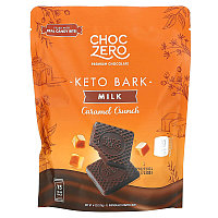 ChocZero, Keto Bark, Молочный шоколад, Карамель, без сахара, 15 мини-плиток по 11 г (170 г)