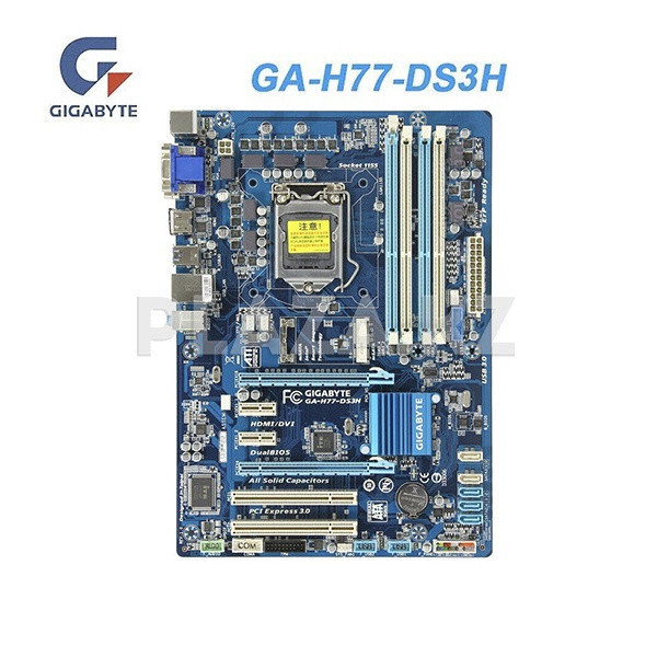 Материнская плата Gigabyte S-1155 GA-H77-DS3H 4xDDR3/2xPCI-E x16/2PCI/DVI, HDMI, USB 3.0 б.у - фото 1 - id-p112896058