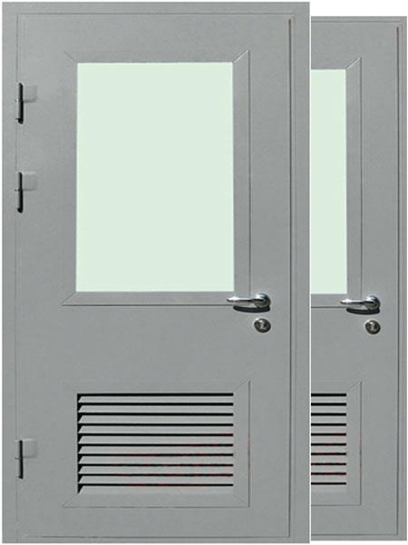 Двери металлические с жалюзийными решетками, утепленные - фото 1 - id-p106481005