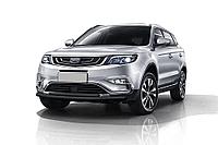 Защита переднего бампера d76+d42 двойная черная Slitkoff для Geely Atlas (2018-)