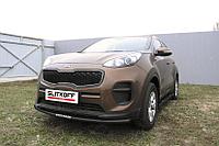 Защита переднего бампера d42 с надписью черная Slitkoff для Kia Sportage (2016-2021)