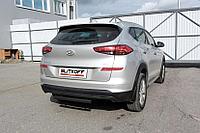 Защита заднего бампера d57 короткая черная Slitkoff для Hyundai Tucson Turbo (2018-2021)