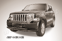 Защита переднего бампера d76+d57 черная Slitkoff для Jeep Cherokee KK (2007-2012)