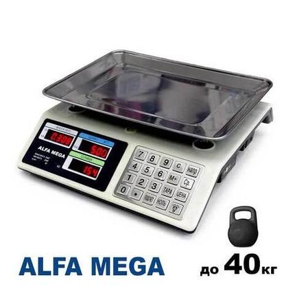 Весы торговые платформенные с аккумулятором ALFA MEGA {двусторонний дисплей, до 40 кг, стальные кнопки, расчет, фото 2