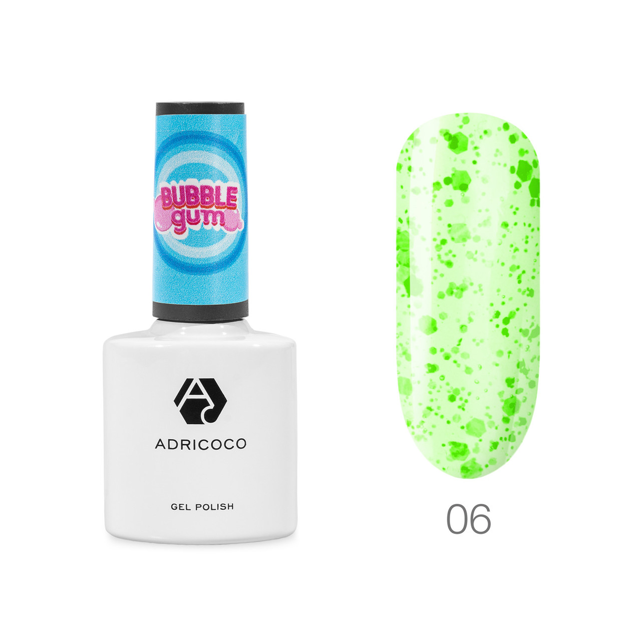 ADRICOCO Гель-лак Bubble gum с цветной неоновой слюдой №06 бодрящий лайм, 8 мл - фото 1 - id-p108426884