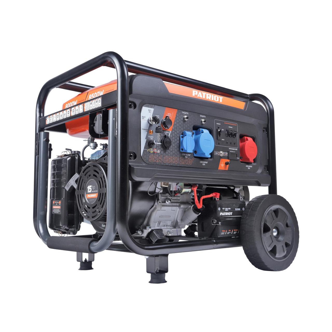 Генератор бензиновый PATRIOT GRA 8500DAW ( 8-8.5 кВт, 15л.с,ручной, электро, автозапуск + АКБ) 230/380В - фото 4 - id-p112911929