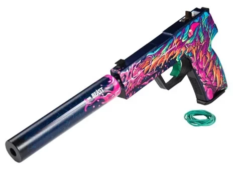 Деревянный пистолет CS GO Резинкострел USP-S с глушителем Скоростной зверь, PalisWood - фото 1 - id-p112788406