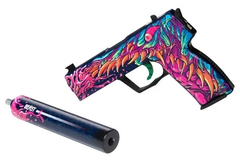 Деревянный пистолет CS GO Резинкострел USP-S с глушителем Скоростной зверь, PalisWood - фото 4 - id-p112788406