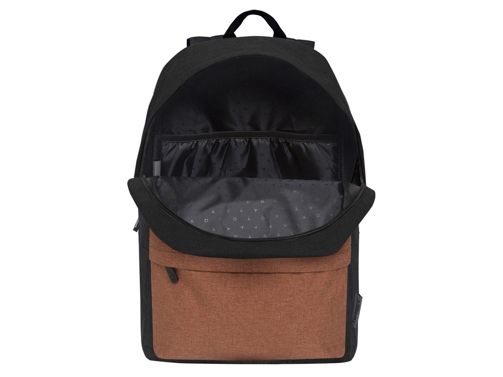Рюкзак TORBER GRAFFI, черный с карманом коричневого цвета, полиэстер меланж, 42 х 29 x 19 см - фото 6 - id-p112918560