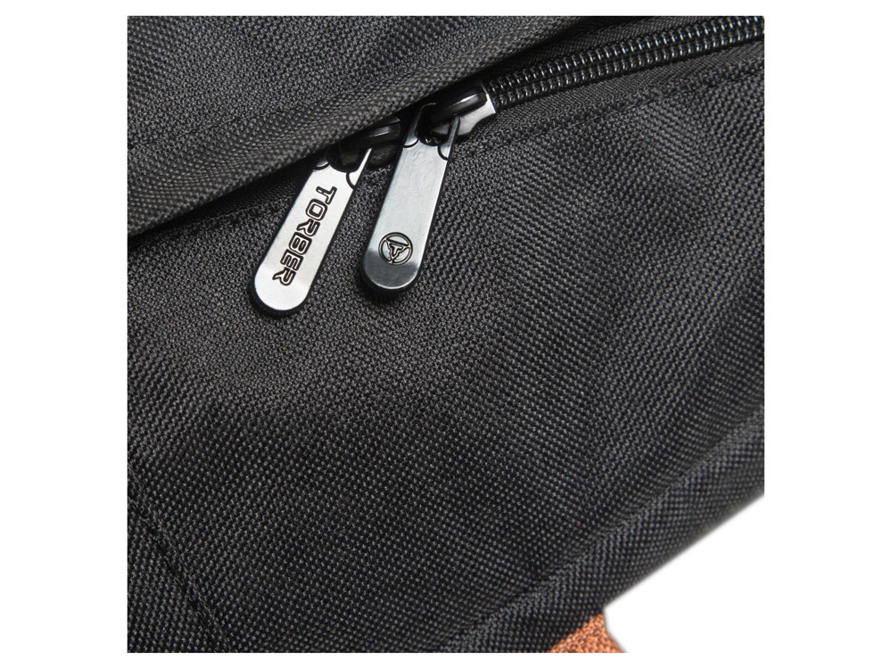 Рюкзак TORBER GRAFFI, черный с карманом коричневого цвета, полиэстер меланж, 42 х 29 x 19 см - фото 8 - id-p112918560