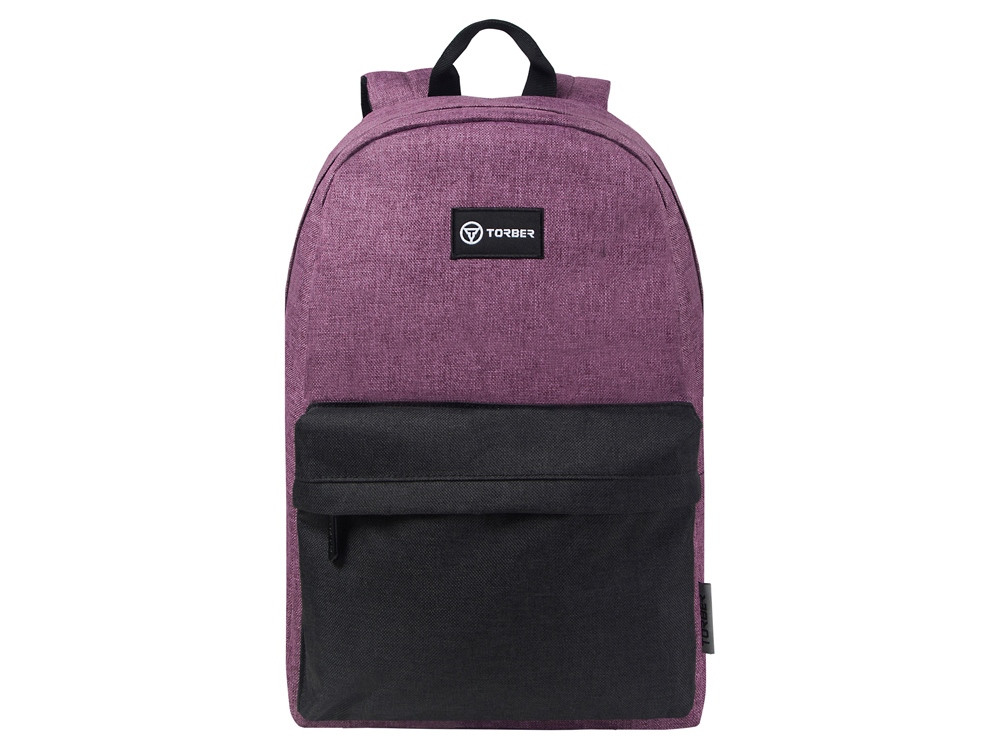 Рюкзак TORBER GRAFFI, фиолетовый с карманом черного цвета, полиэстер меланж, 42 х 29 x 19 см - фото 1 - id-p112918561