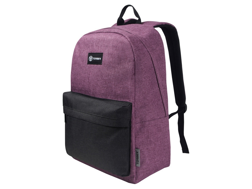 Рюкзак TORBER GRAFFI, фиолетовый с карманом черного цвета, полиэстер меланж, 42 х 29 x 19 см - фото 3 - id-p112918561