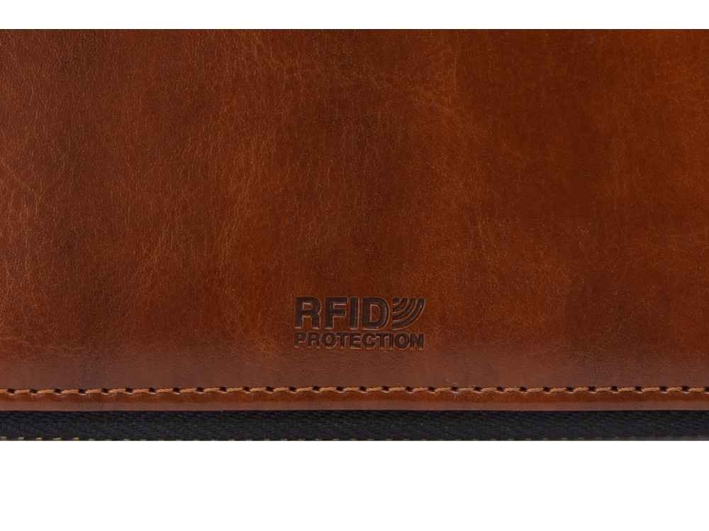 Бизнес-блокнот на молнии А5 Fabrizio с RFID защитой и ручкой, коричневый - фото 10 - id-p112916700