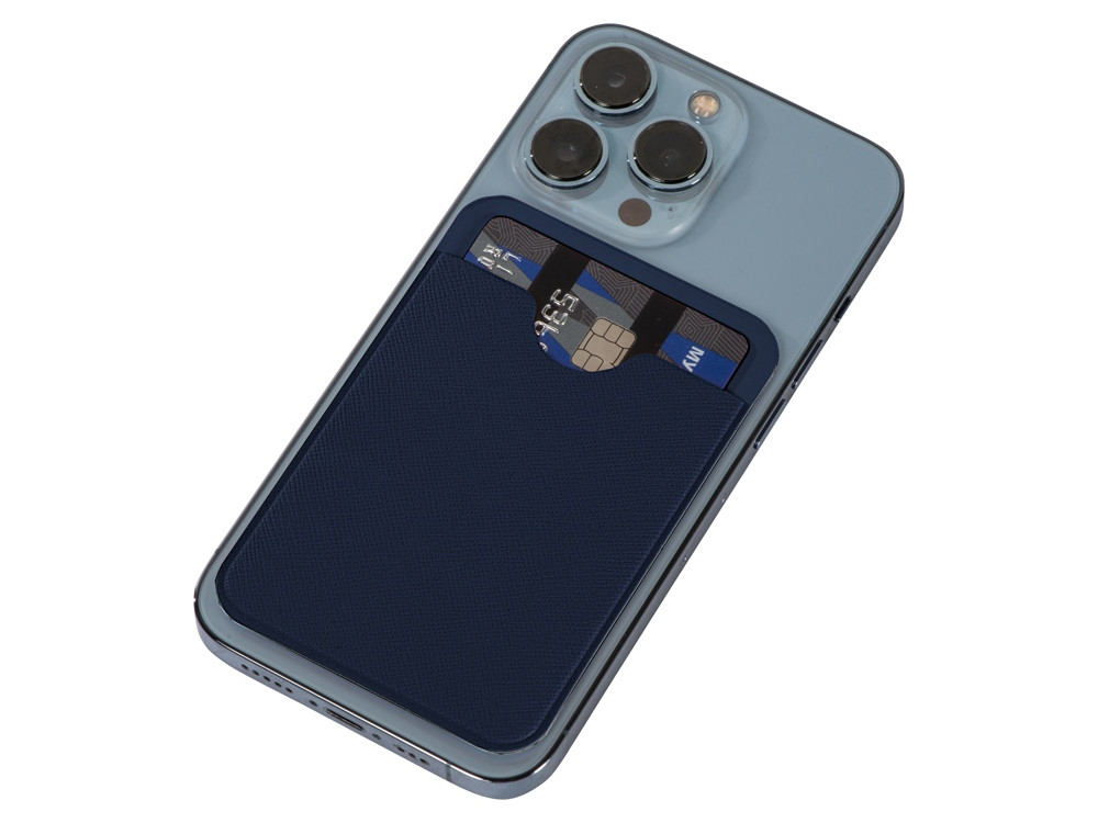 Чехол-картхолдер Favor на клеевой основе на телефон для пластиковых карт и и карт доступа, темно-синий - фото 5 - id-p112916705