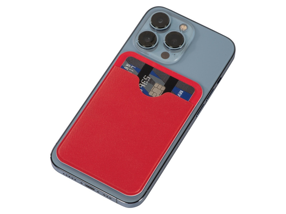 Чехол-картхолдер Favor на клеевой основе на телефон для пластиковых карт и и карт доступа, красный - фото 4 - id-p112916707