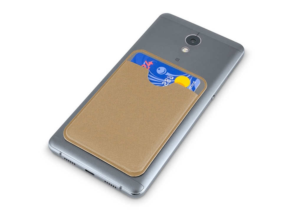 Чехол-картхолдер Favor на клеевой основе на телефон для пластиковых карт и и карт доступа, бежевый - фото 4 - id-p112916709