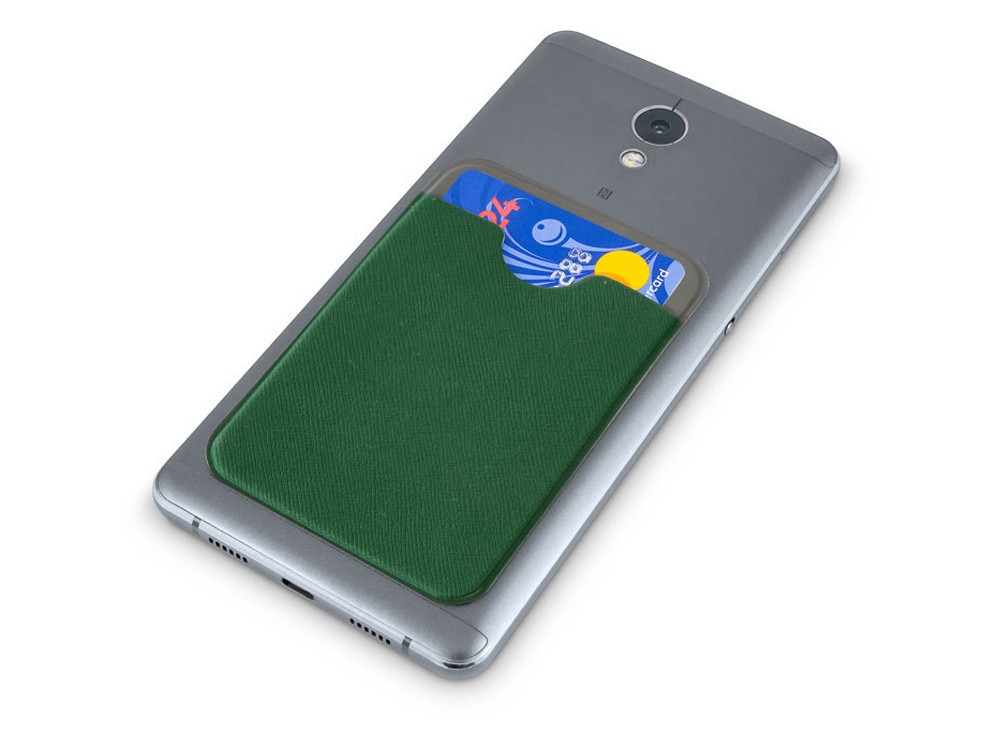 Чехол-картхолдер Favor на клеевой основе на телефон для пластиковых карт и и карт доступа, темно-зеленый - фото 4 - id-p112916714