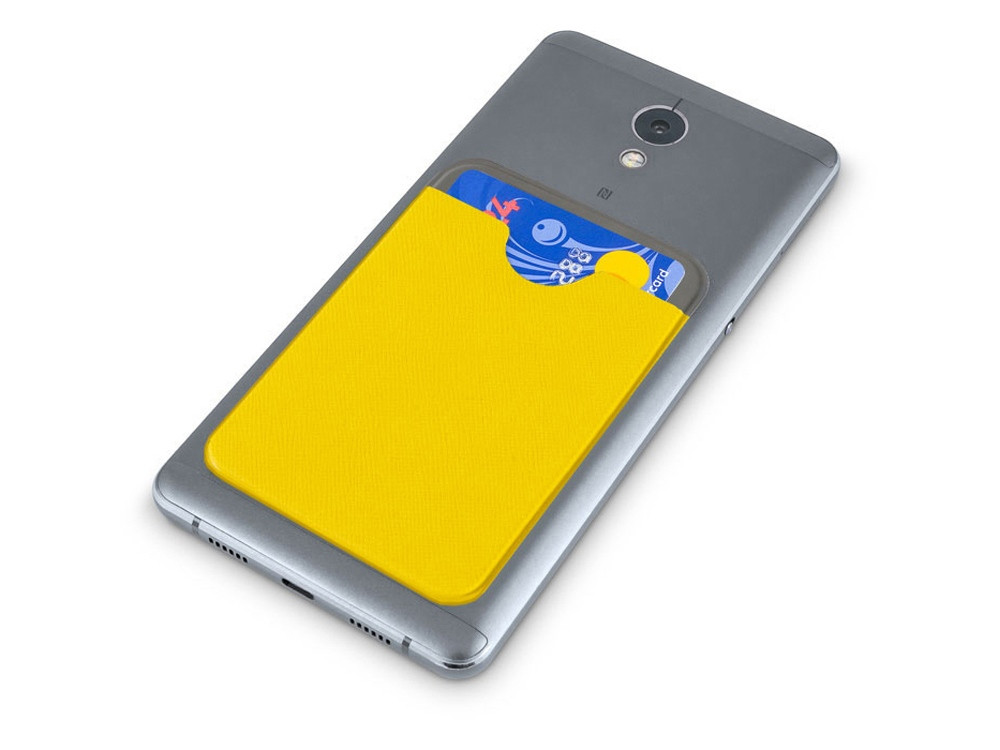 Чехол-картхолдер Favor на клеевой основе на телефон для пластиковых карт и и карт доступа, желтый - фото 4 - id-p112916715